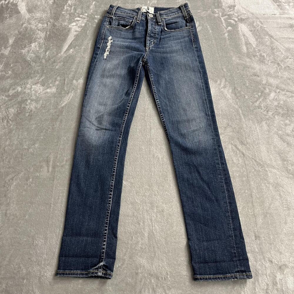 McGuire Valletta Straight Jeans Womens‎ 27 Blue Distressed Denim Embroidered
